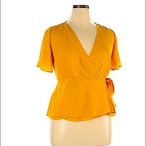 Shinestar Mustard Tie Blouse